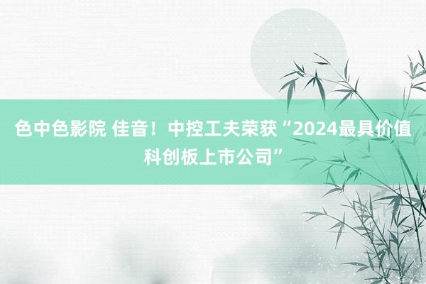 色中色影院 佳音！中控工夫荣获“2024最具价值科创板上市公司”