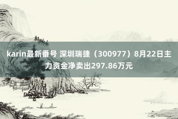 karin最新番号 深圳瑞捷（300977）8月22日主力资金净卖出297.86万元